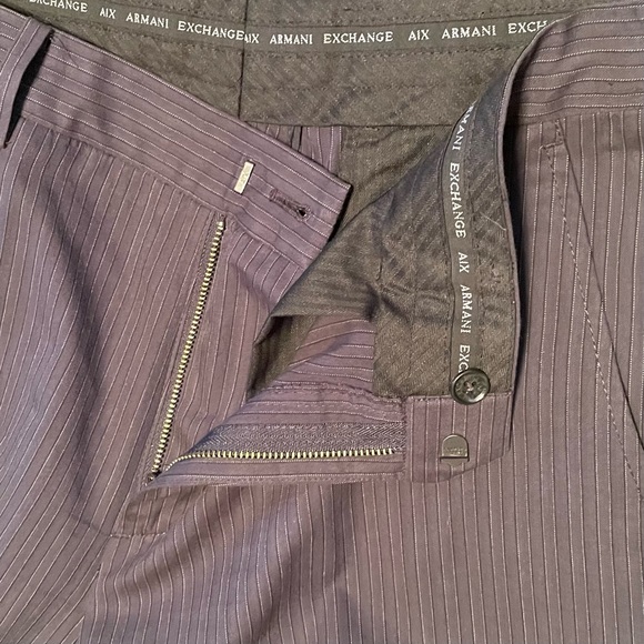 ARMANI EXCHANGE A/X Dress Pants Pinstriped Gray and Black Flat Front 33R - Picture 7 of 10